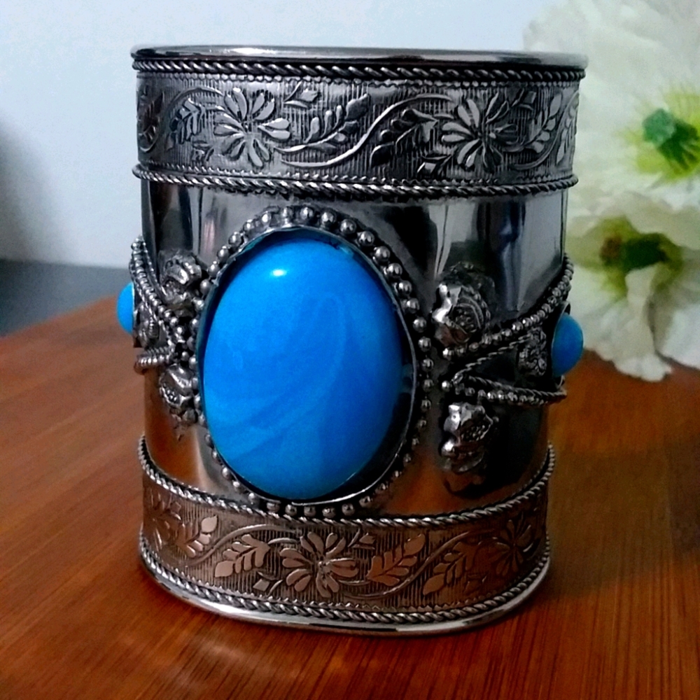 1PC Authentic African Silver Cuff Bracelet